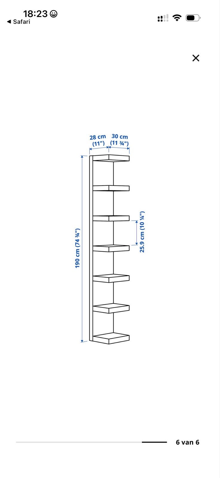 IKEA LACK Wandplank Zwart - 190 cm hoog, Ophalen, Zo goed als nieuw