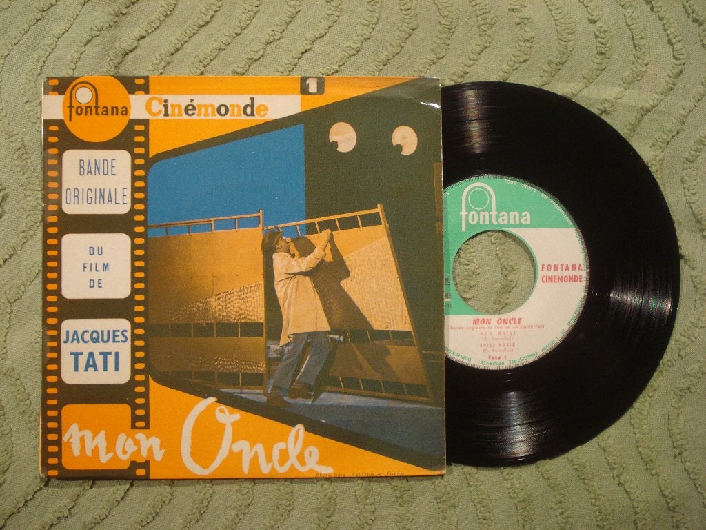 Jacques Tati 7" Vinyl EP: ‘Mon oncle OST’ (Frankrijk) 1964, Gebruikt, Filmmuziek en Soundtracks, 7 inch, Ophalen of Verzenden