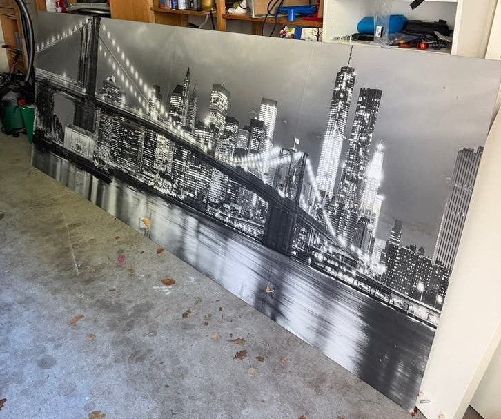 Groot zwart-wit schilderij van New York skyline (gratis), Ophalen, Gebruikt, 125 cm of meer, Schilderij