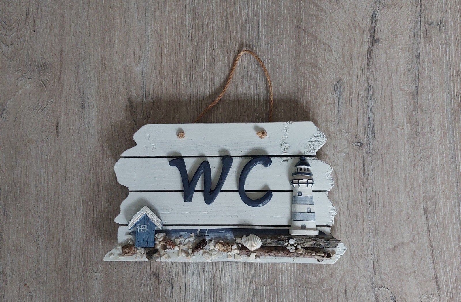 WC-bordje met maritieme decoratie, Ophalen, Hout, Gebruikt, Meerkleurig