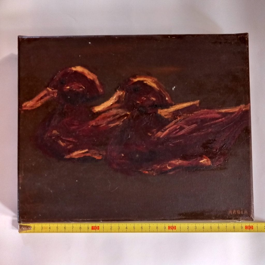schilderij met eenden, Gesigneerd, Acrylverf, Ophalen of Verzenden, Dieren