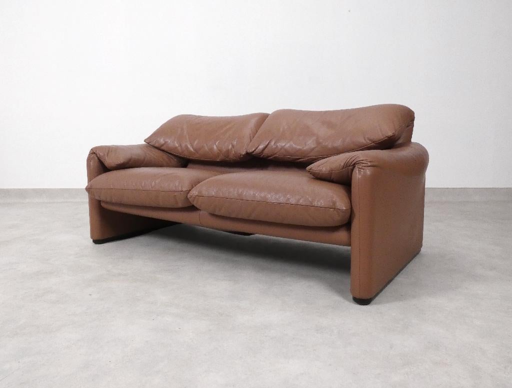 Cassina Maralunga 2 zit - leder, Gebruikt, 150 tot 200 cm, Tweepersoons, Ophalen of Verzenden