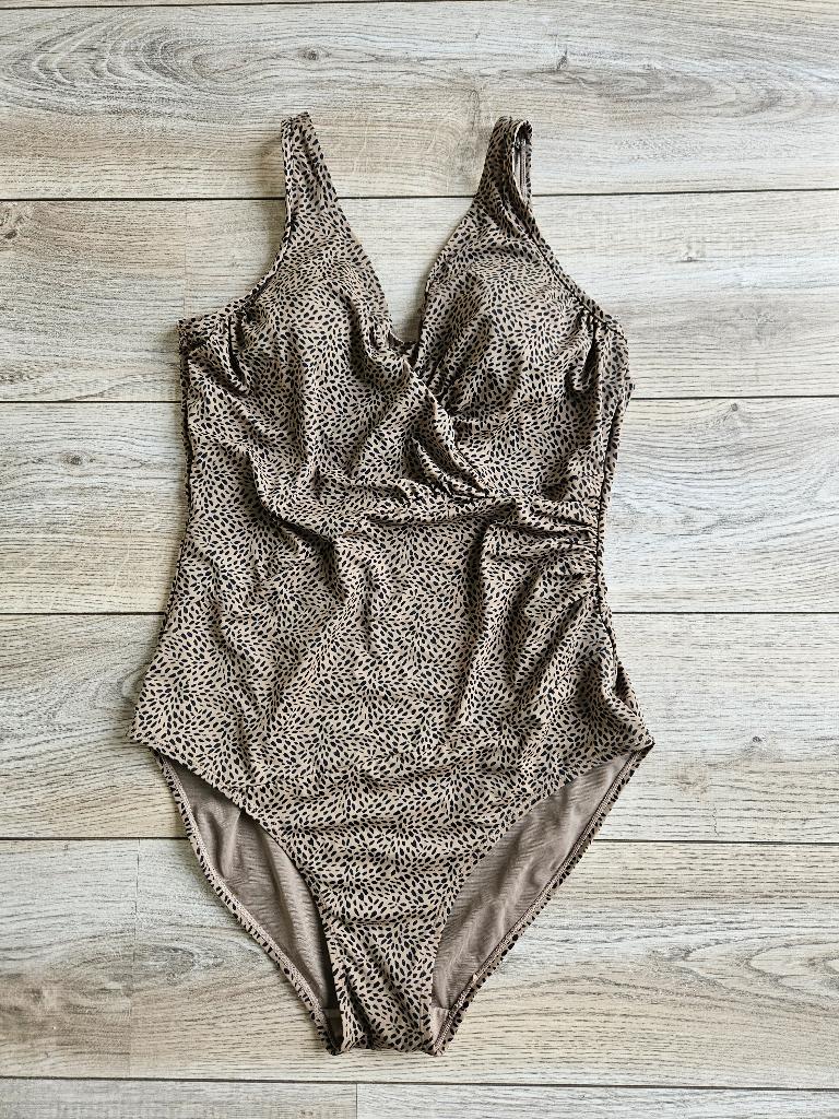 licht bruin badpak met dierenprint HEMA maat XL, Kleding | Dames, Bruin, Badpak, Ophalen of Verzenden, Zo goed als nieuw