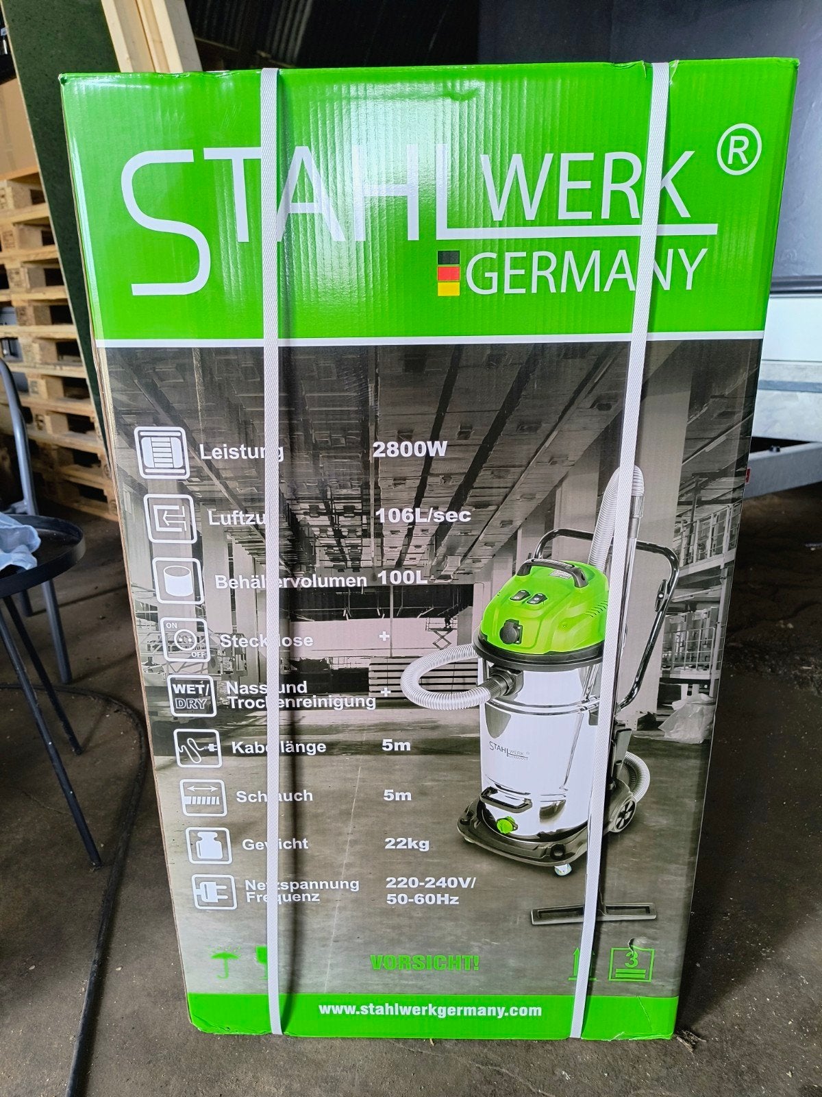 Stahlwerk Industriële Stofzuiger 2800W 100L Nat/Droog, Ophalen, Overige merken, Nieuw, Industriële stofzuiger