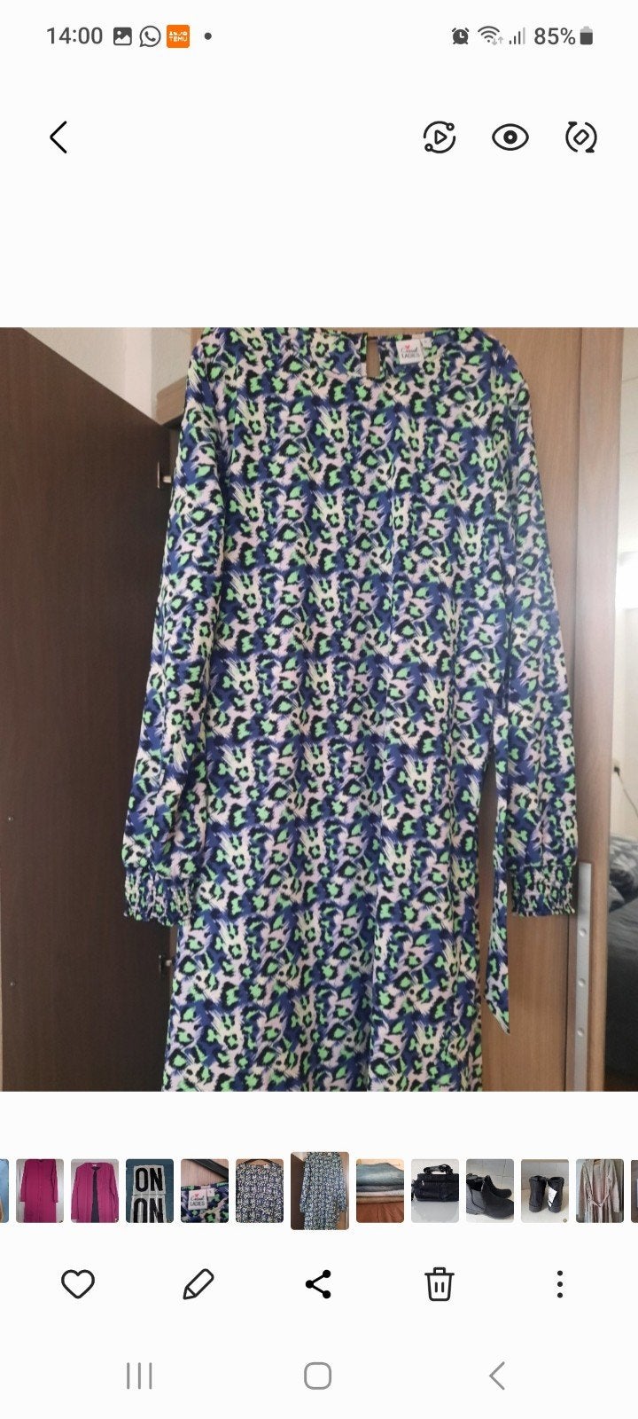 Leopardprint jurk met lange mouwen, Ophalen, Meerkleurig, Maat 42/44 (L), Nieuw