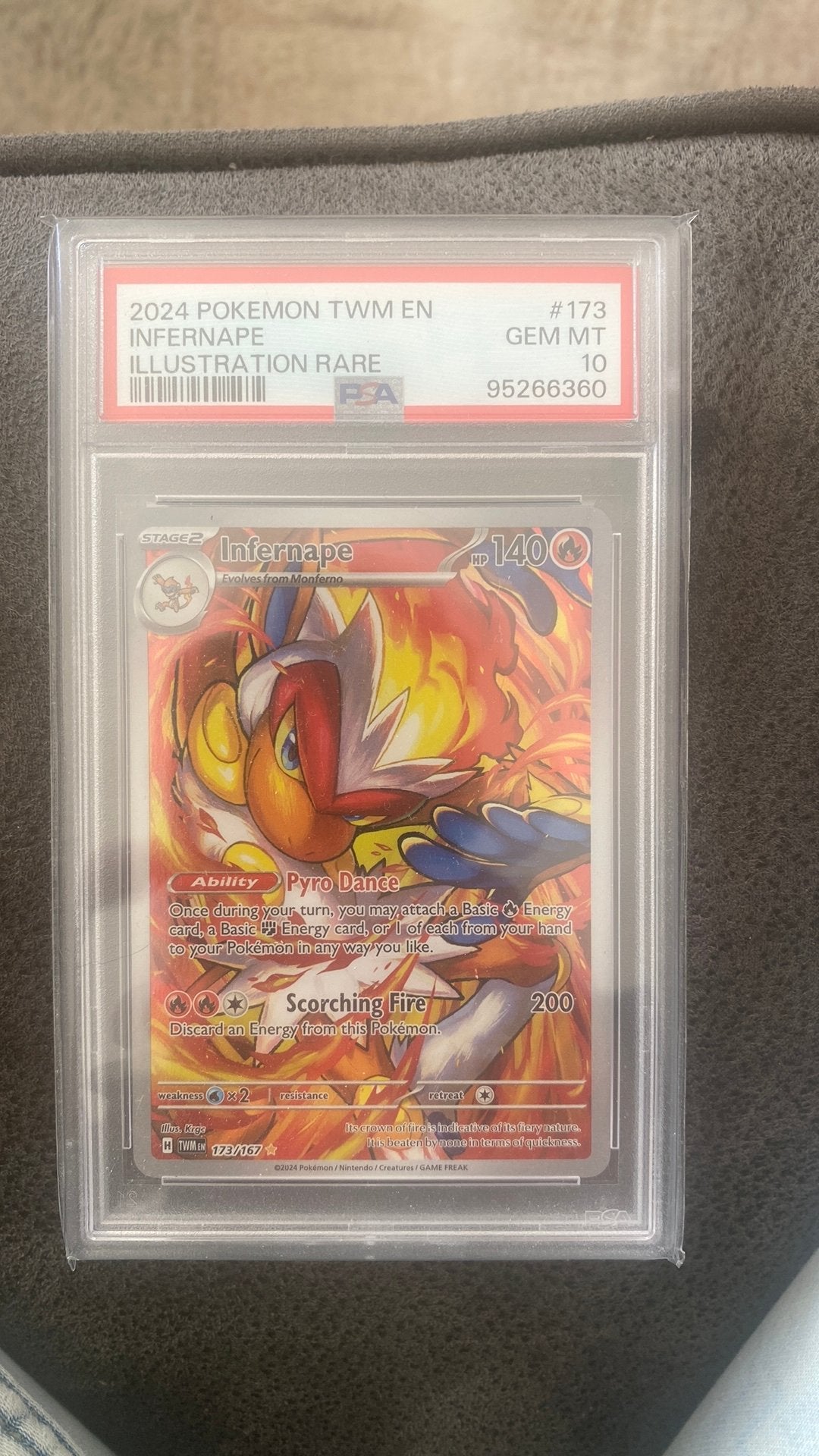 PSA 10 Infernape 2024 Pokemon TWM EN #173, Ophalen of Verzenden, Nieuw, Losse kaart, Foil