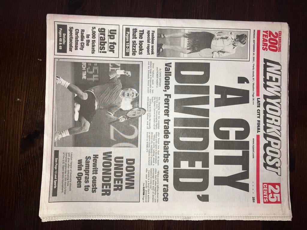Michael Jackson New York post (krant) 10 September 2001, Ophalen of Verzenden, Boek, Tijdschrift of Artikel
