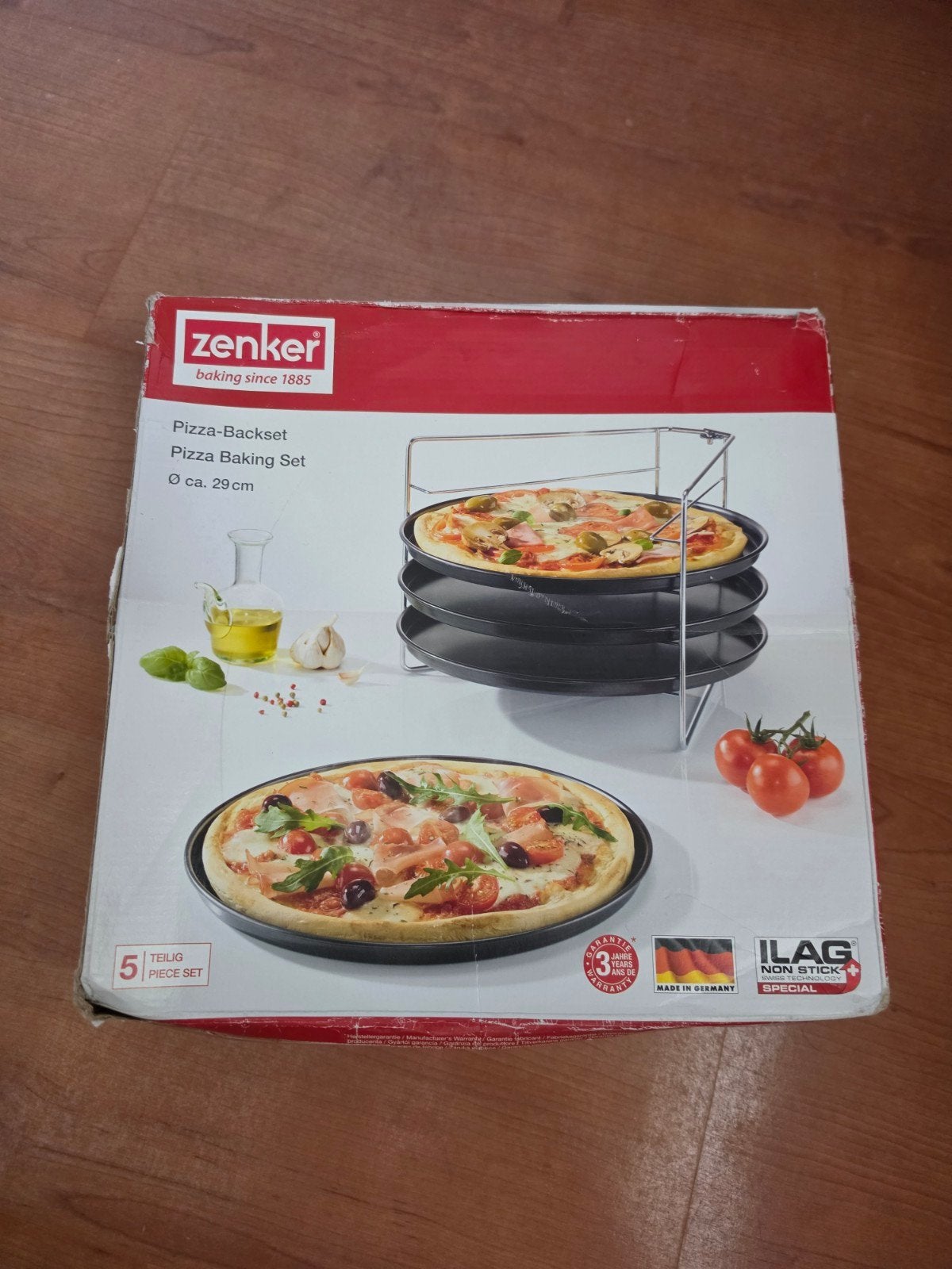 Zenker Pizza-Backset - 5-delig, Ø 29 cm, Witgoed en Apparatuur, Ophalen, Minder dan 45 cm, Overige merken, Minder dan 45 cm