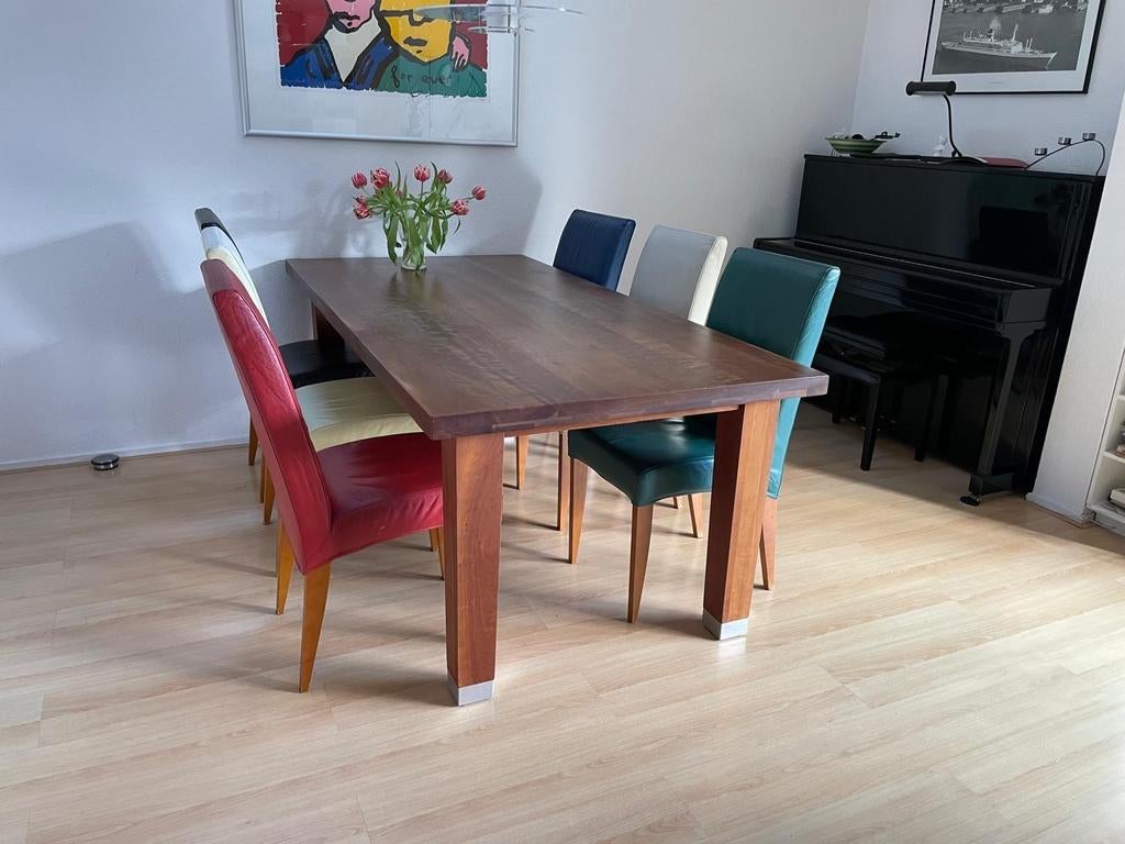 Kersenhouten eettafel, Jan des Bouvrie, 200x100 cm, Huis en Inrichting, Tafels | Eettafels, Ophalen, Gebruikt, 200 cm of meer