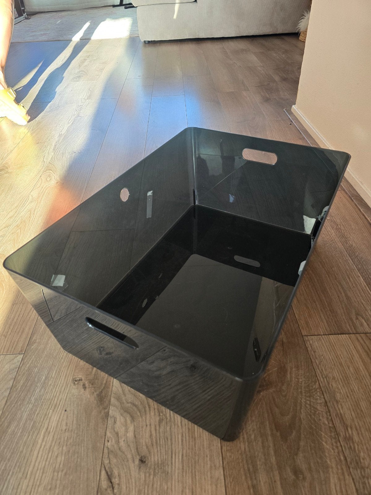 Donkergrijze opbergbox van kunststof, Huis en Inrichting, Woonaccessoires | Kisten, 50 tot 100 cm, Ophalen of Verzenden, Zo goed als nieuw