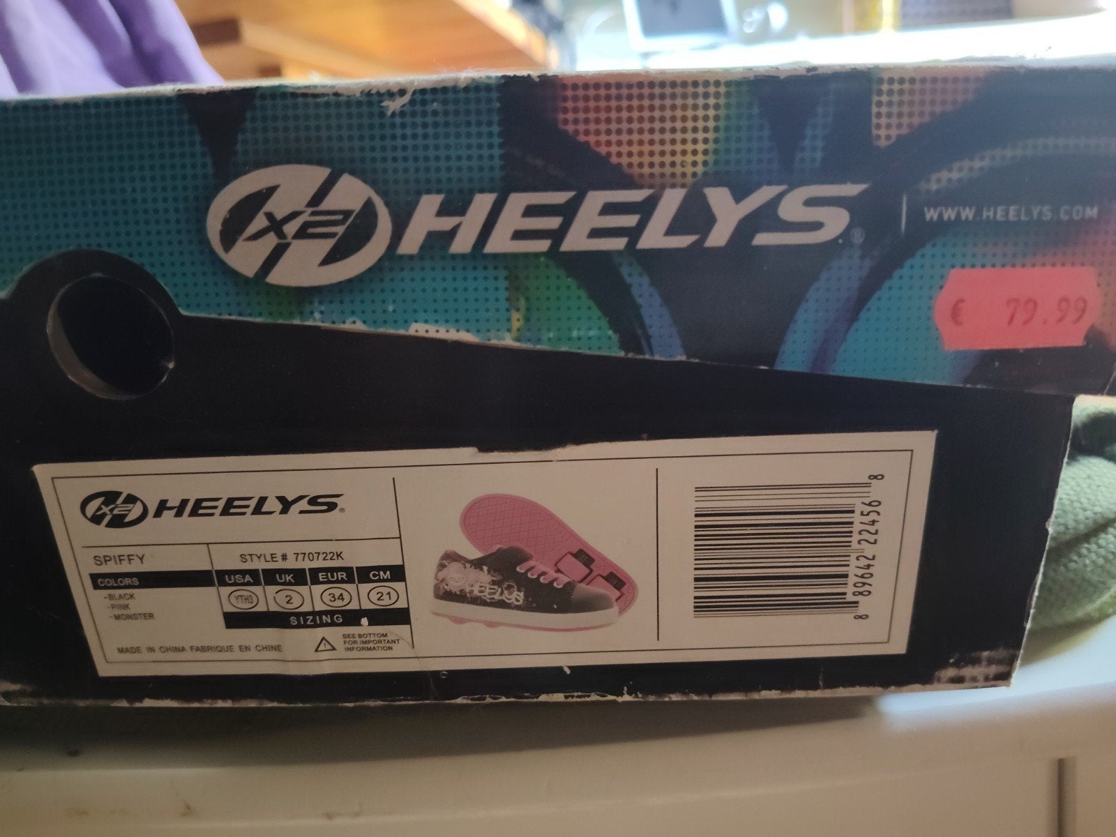 Heelys rolschoenen zwart/roze - Maat 34, Heelys, Gebruikt, Meisje, Schoenen