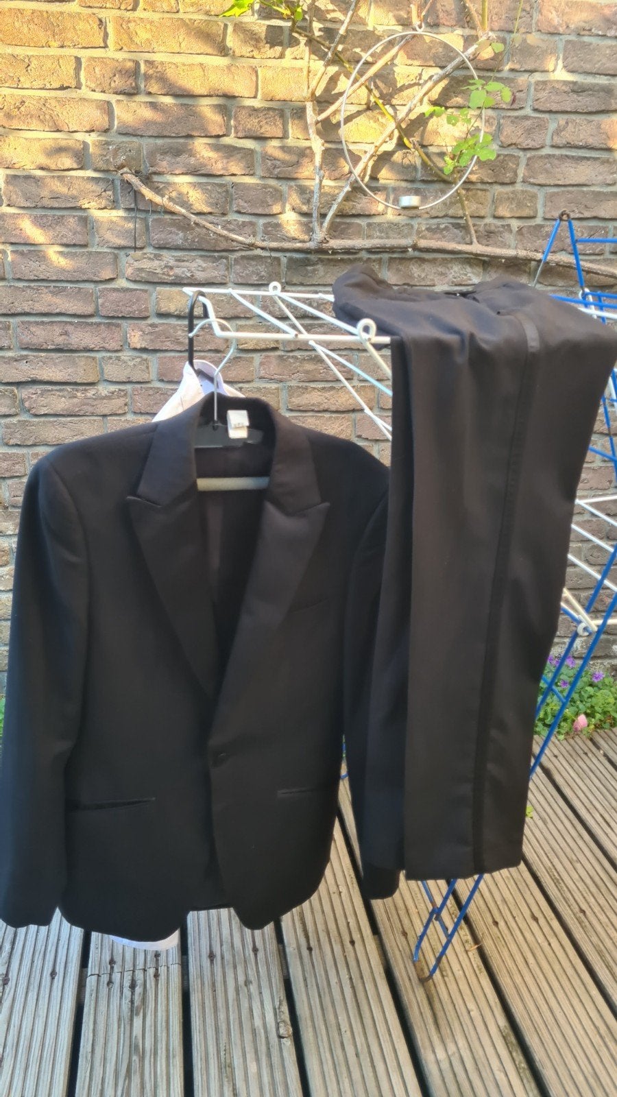 Smoking heren/jongens XS met overhemd, Ophalen, Onbekend, Zwart, Gedragen
