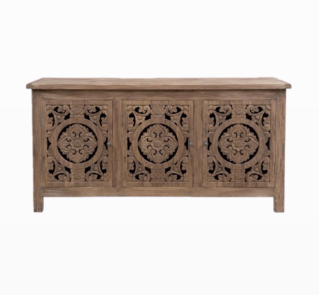 Prachtig handgemaakt Balinees teakhouten dressoir – 160 cm, Huis en Inrichting, Ophalen, Teakhout, Zo goed als nieuw, 25 tot 50 cm