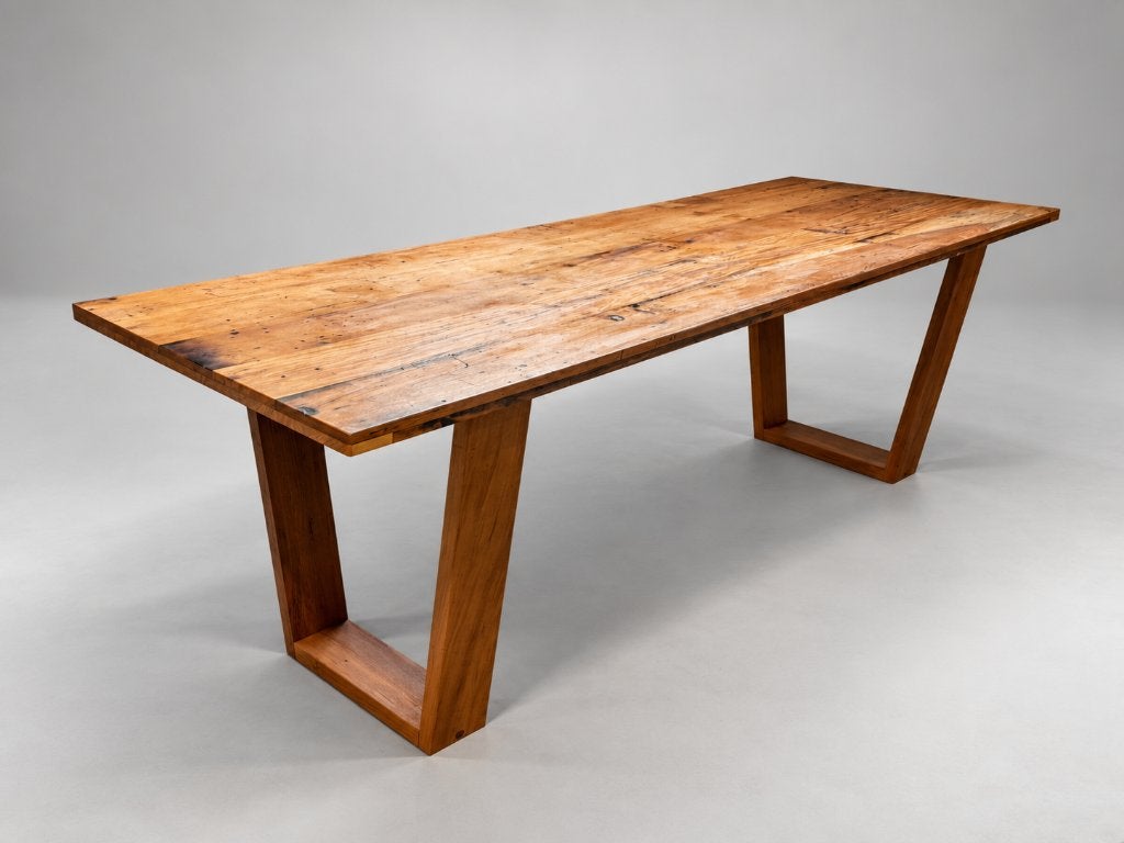 Lange, smalle, tropisch hardhouten eettafel, gerecycled hout, Huis en Inrichting, Vintage, gerecycled, Vijf personen of meer, Rechthoekig