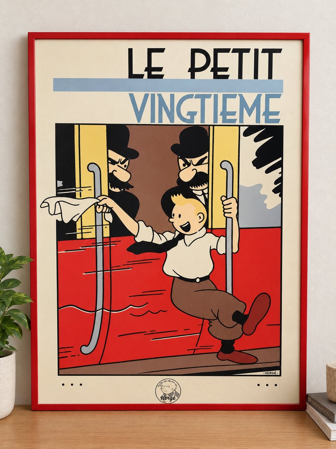 Zeefdruk Vintage Kuifje poster 'Le Petit Vingtième' - Hergé, Antiek en Kunst, Ophalen, Zeefdruk, 1950 - 1999