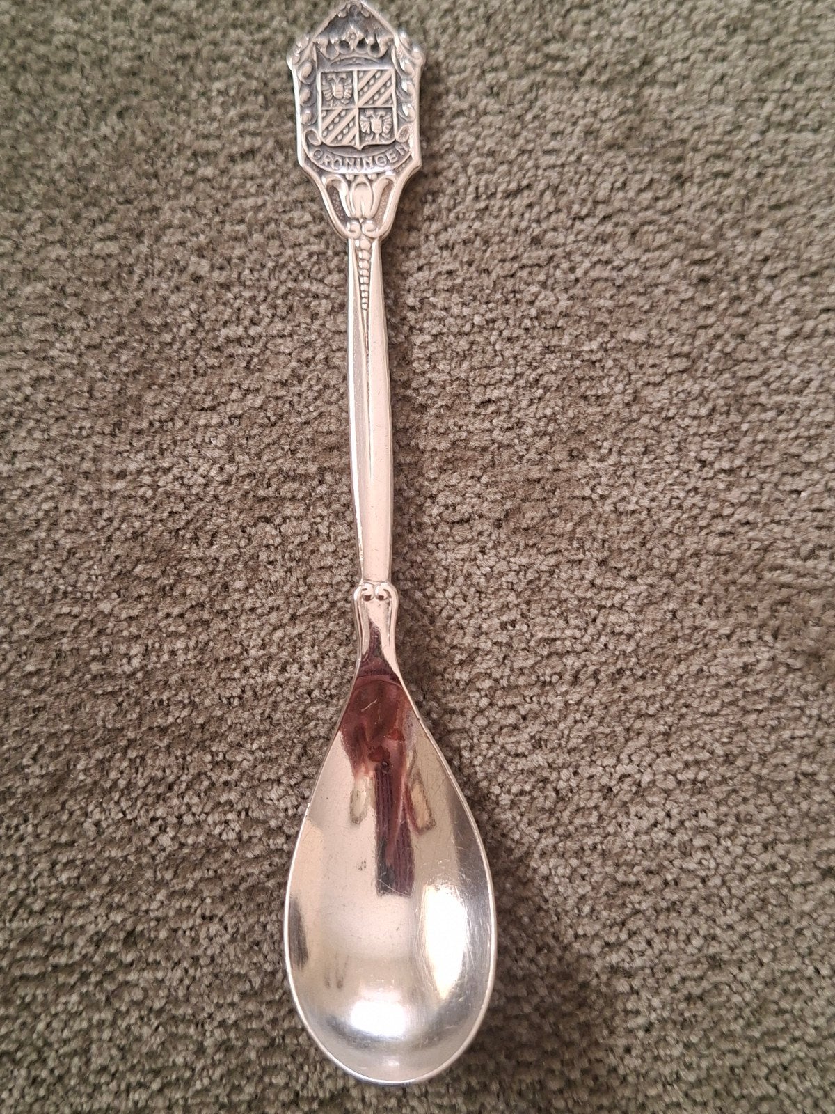 Vintage verzilverd lepeltje Groningen - voor verzamelaars, Antiek en Kunst, Ophalen of Verzenden