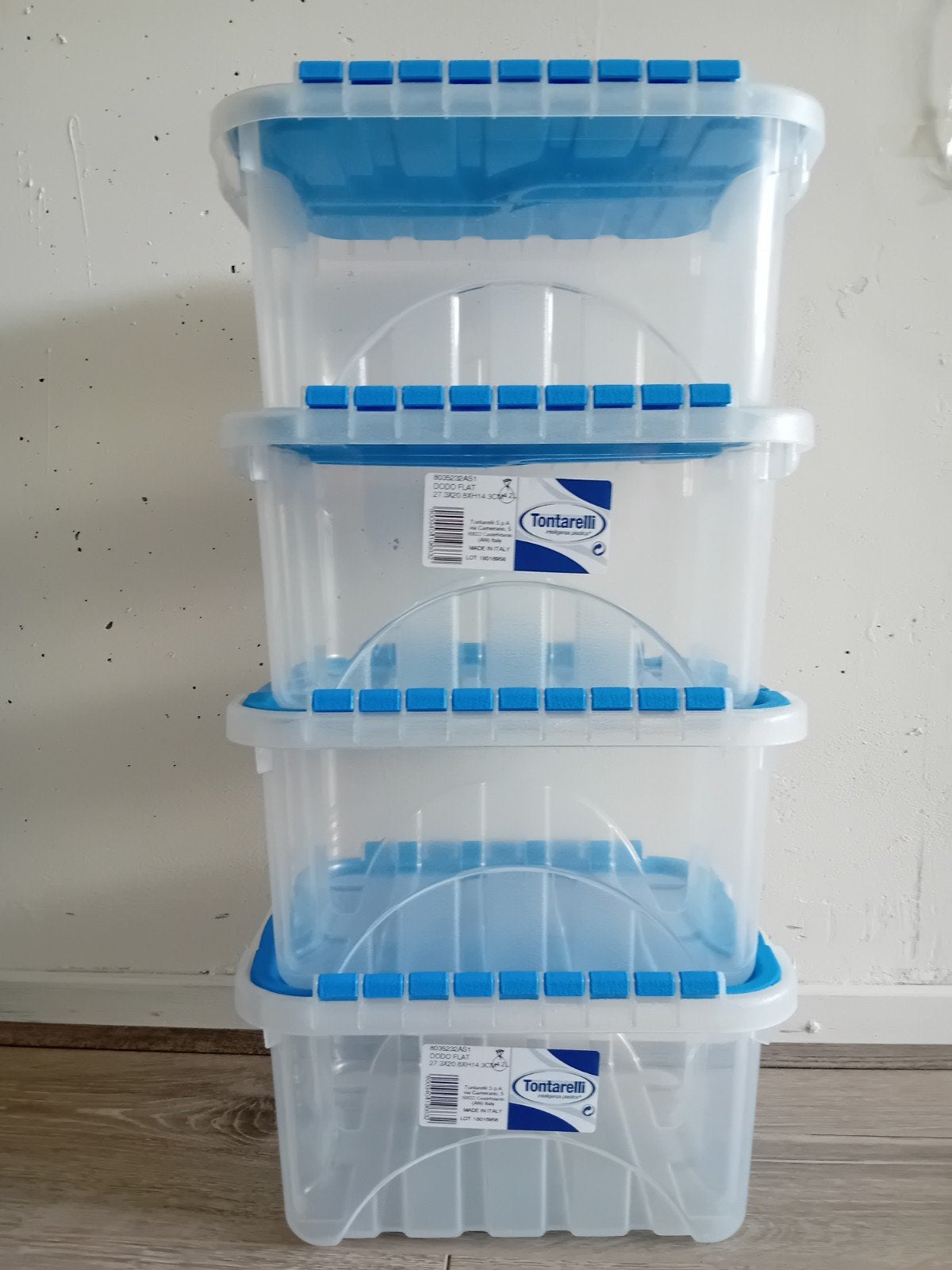 Tontarelli 4 stuks Opbergdozen wouwbare deksel 4,2 liter., Ophalen, Nieuw, Overige typen