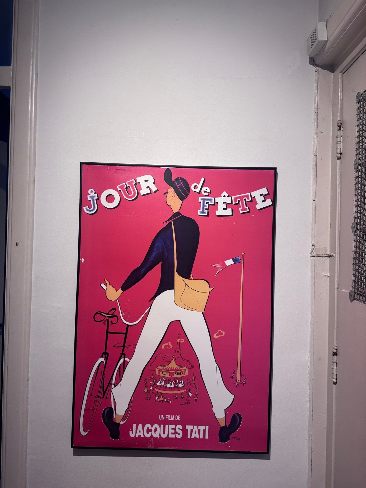 Vintage 'Jour de Fête' Filmposter - Jacques Tati, Met lijst, Ophalen of Verzenden, A1 t/m A3, Film en Tv