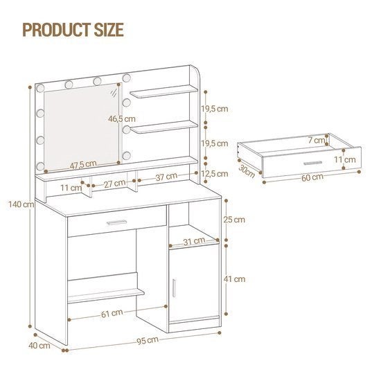Kaptafel – Make-Up Tafel – Dressing Table – Opbergmeubel, Corvance B.V., Verzenden, Nieuw, Corvancebol@gmail.com