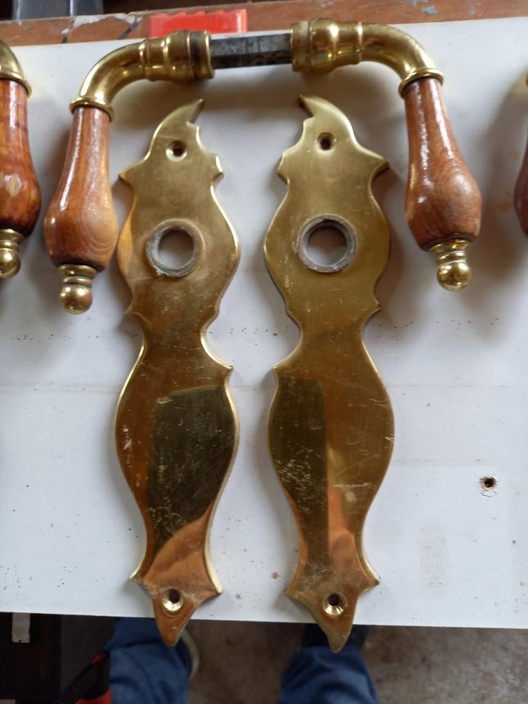 Koperen deurkrukken, Doe-het-zelf en Verbouw, Hang- en Sluitwerk, Ophalen, Gebruikt, Koper of Messing, Klink of Kruk