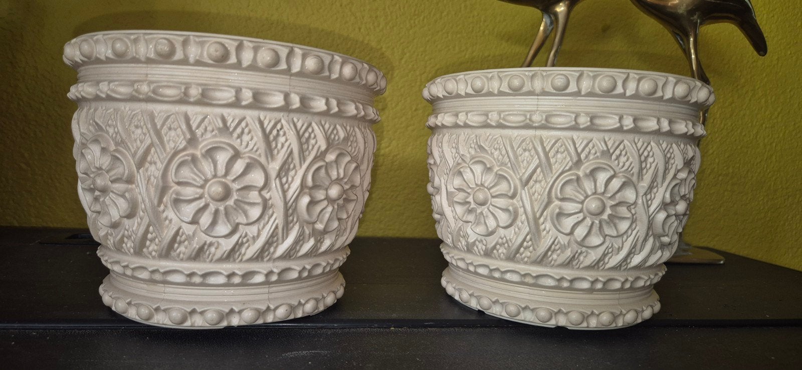 2 Emsa West Germany crème kunststof bloempotjes, Ophalen of Verzenden