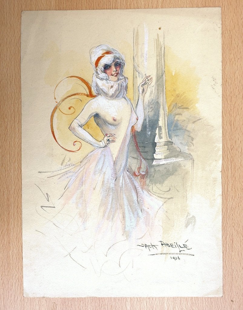 Jack Abeillé 1916 Rokende dame La Fumeuse, Ophalen of Verzenden