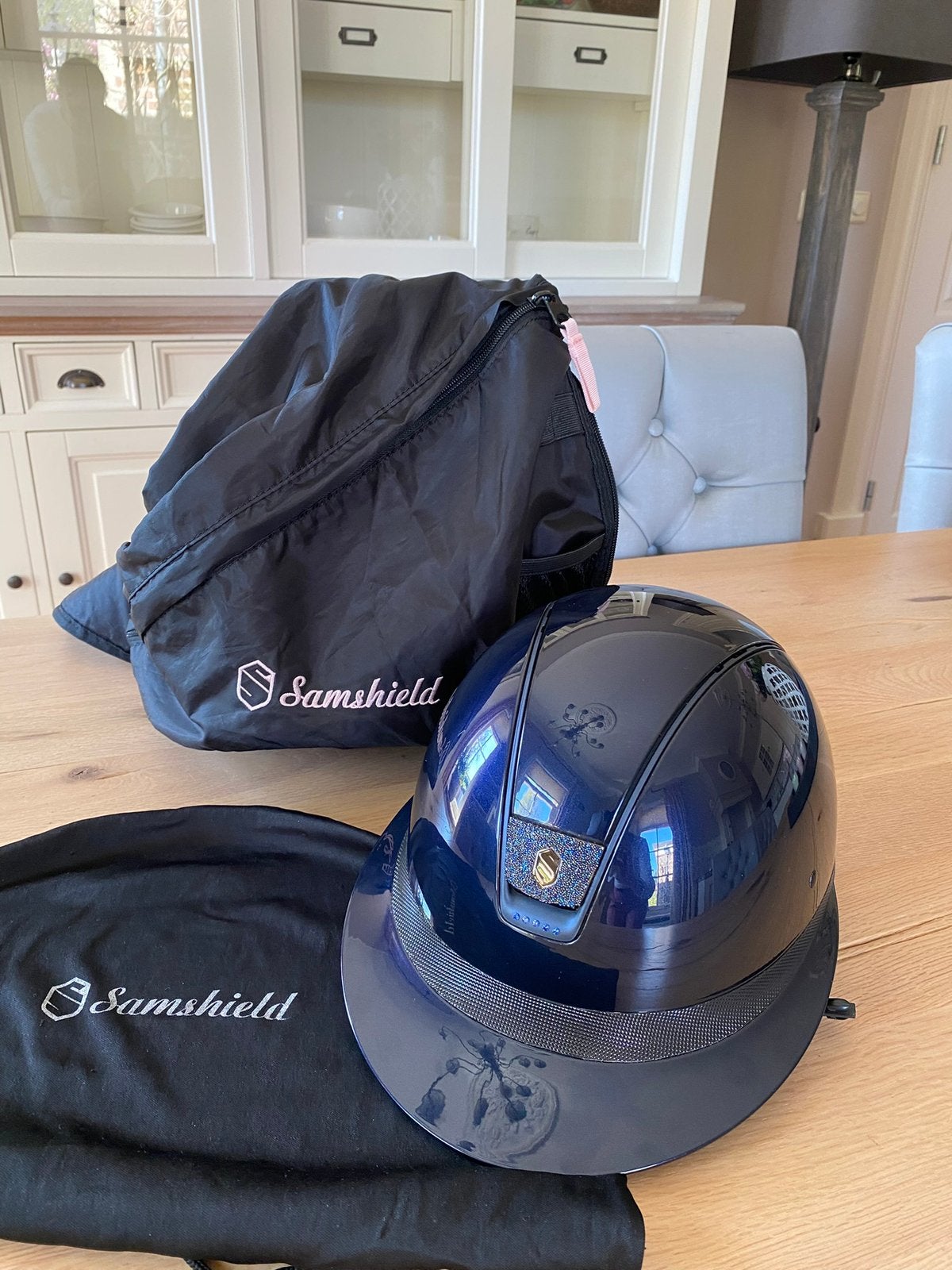 Shamschield cape blauw polo maat S als nieuw !!, Dieren en Toebehoren, Ophalen of Verzenden, Zo goed als nieuw, Cap, Kinderen