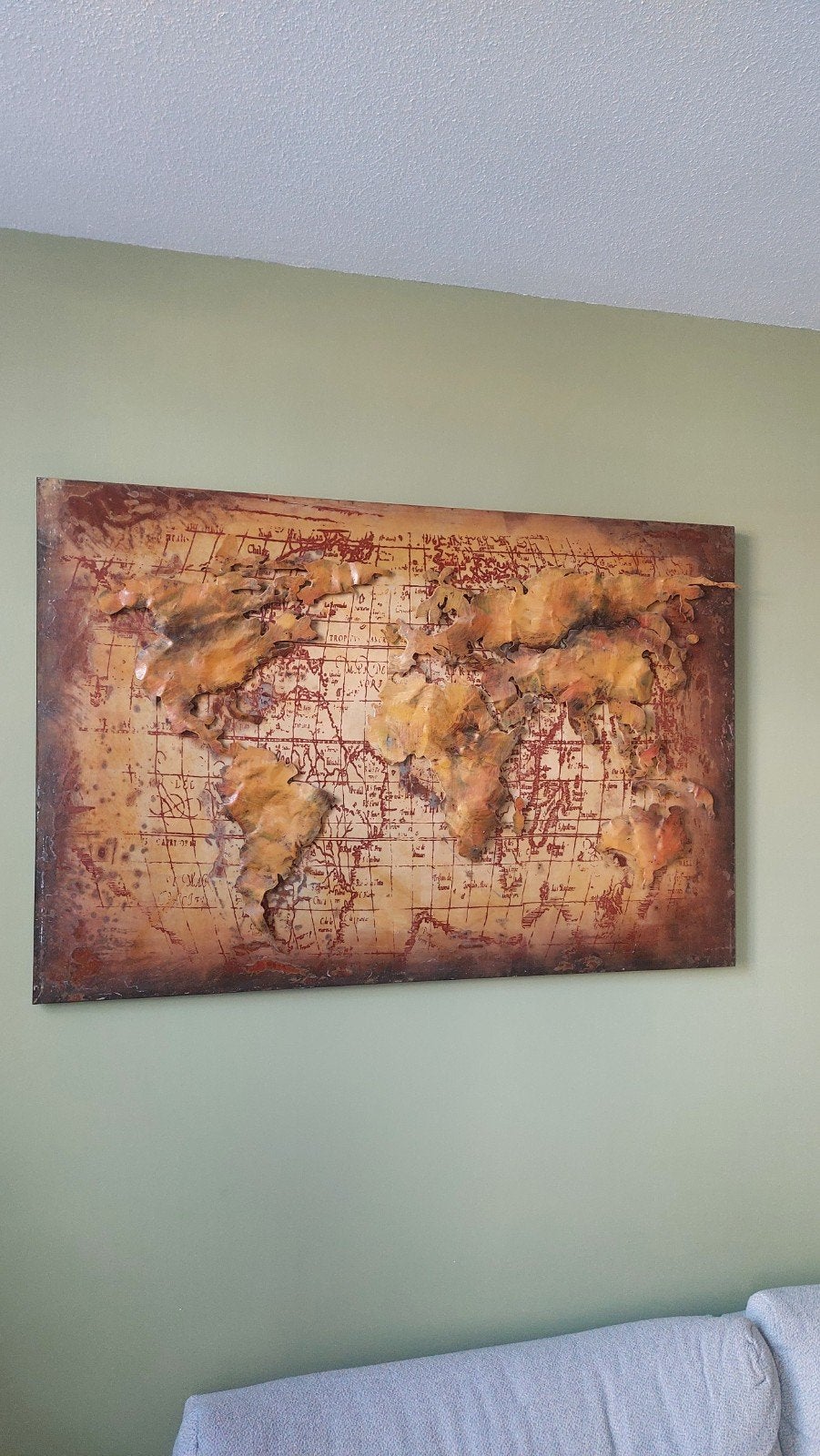 Uniek 3D Wereldkaart Wanddecoratie - Metaal & Hout, Ophalen, Metaal, Industrieel, Zo goed als nieuw