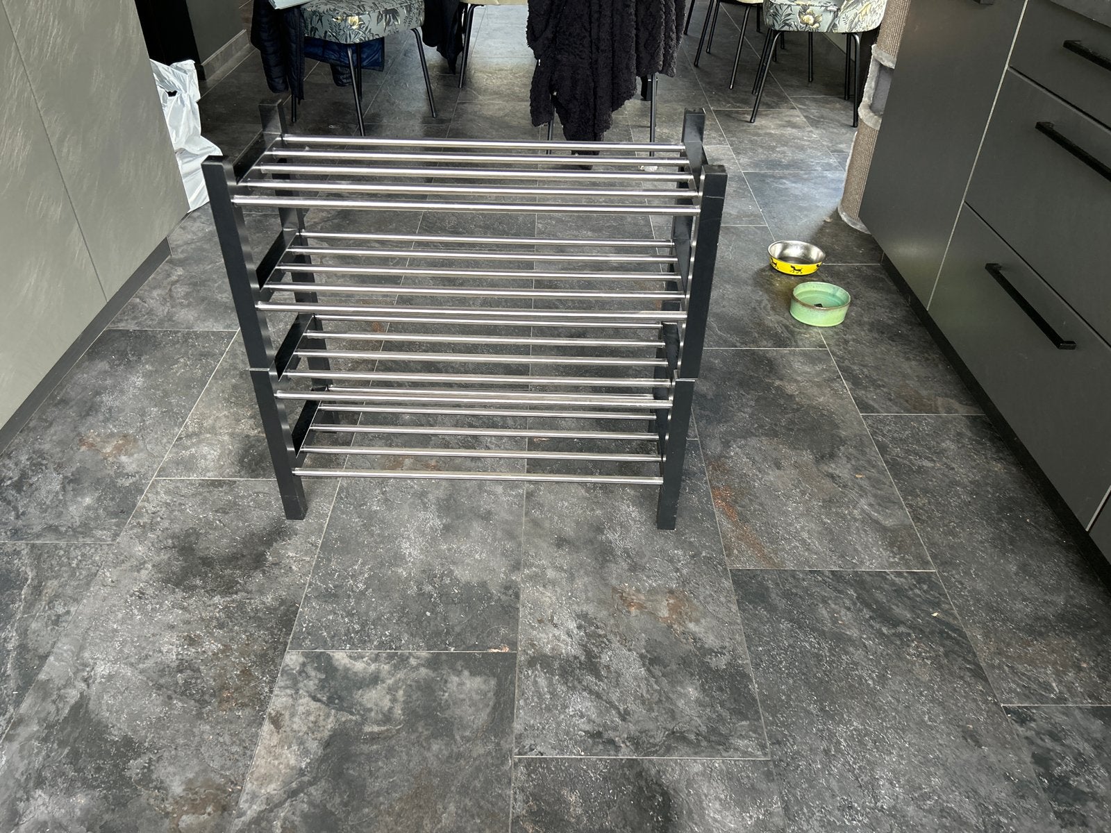Ikea Schoenenrek met  4 lagen - Zwart/Metaal, Ophalen, Zo goed als nieuw