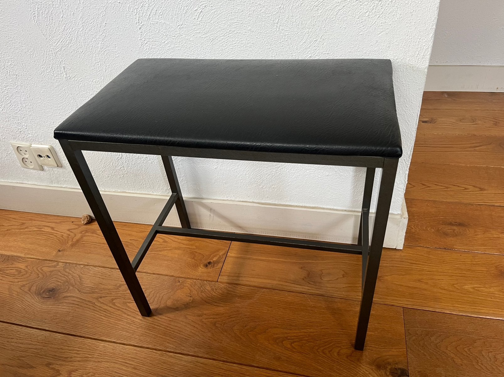 Vintage brede pianokruk skai zwart retro h55, Ophalen, Zo goed als nieuw, Overige materialen