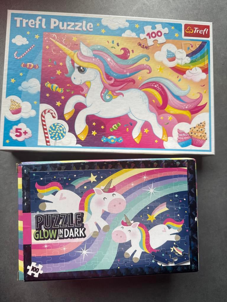 Trefl Eenhoorn Puzzels 100 stukjes (2 stuks), Ophalen of Verzenden, Gebruikt, 6 jaar of ouder