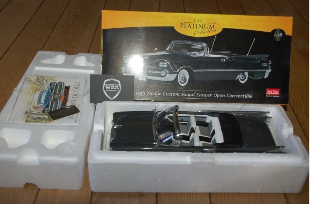 1:18 DODGE CUSTOM ROYAL LANCER CONVERTIBLE 1959 Sun star WRH, Verzenden, Zo goed als nieuw, Auto, Sun Star