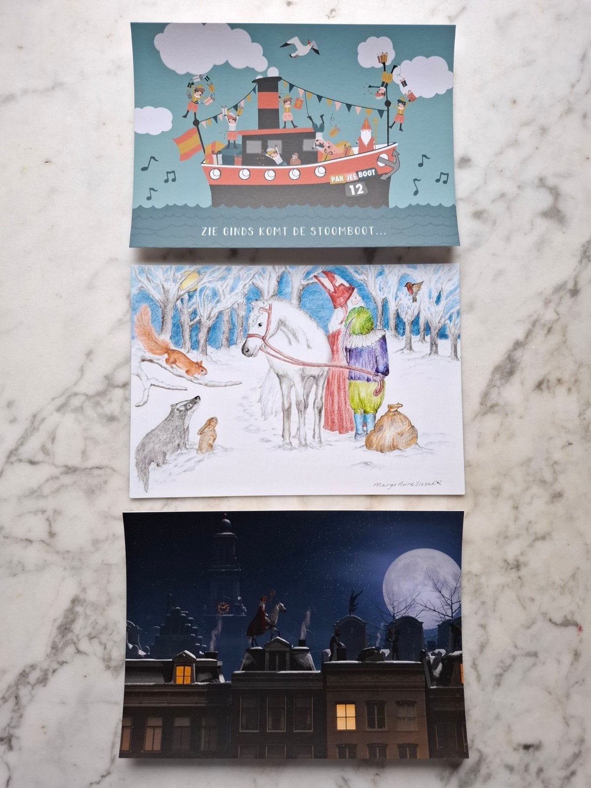 3x ansichtkaart Sinterklaas seizoenstafel jaartafel, Diversen, Verzenden, Nieuw