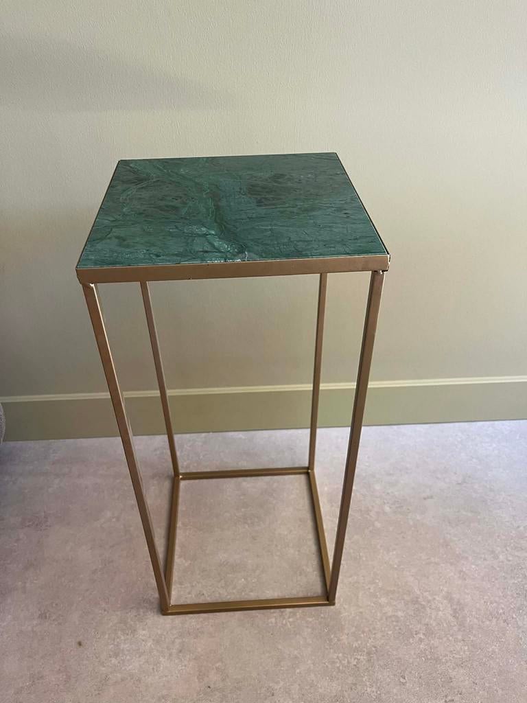 Plantenstandaard met Marmeren Blad - 25.5 x 25.5 x 58 cm, Ophalen, Overige materialen, Minder dan 55 cm, Vierkant