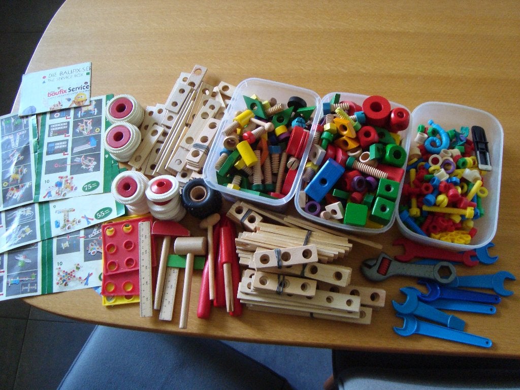 houten mecano met ook plastic incl voorbeelden, Ophalen of Verzenden, Zo goed als nieuw, Overige typen
