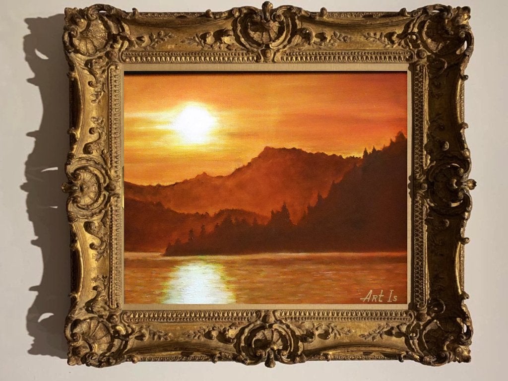 "Zonsondergang op zee" Schilderij, Verzenden