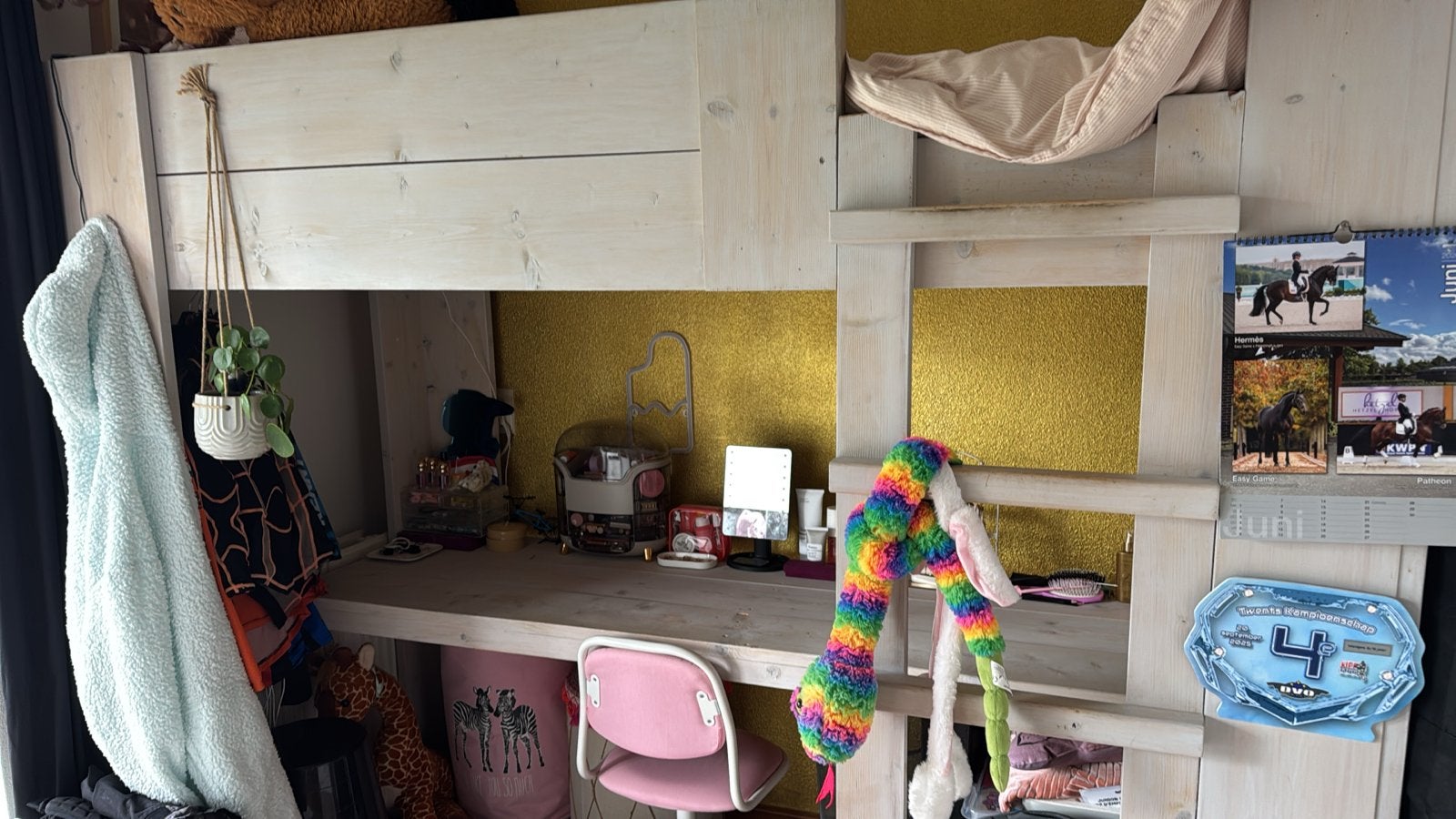 Zsm weg!Mooie Hoogslaper met bureau, Ophalen, 85 tot 100 cm, Gebruikt, Hoogslaper of Stapelbed