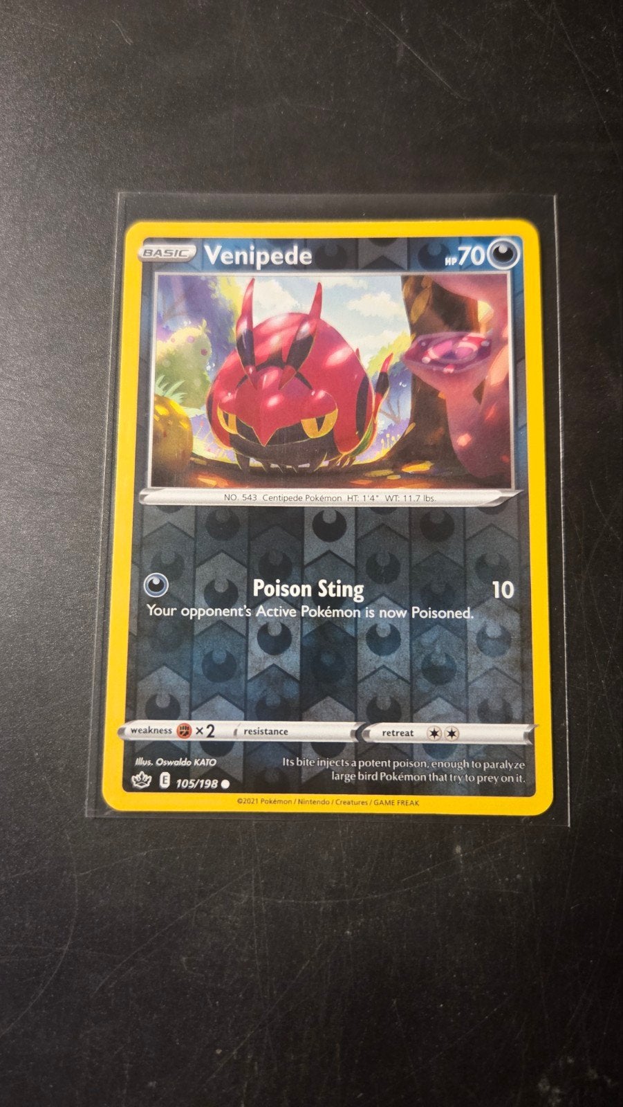 Venipede 105/198 Reverse Holo Chilling Reign Pokémon Kaart, Verzenden, Zo goed als nieuw, Losse kaart, Foil