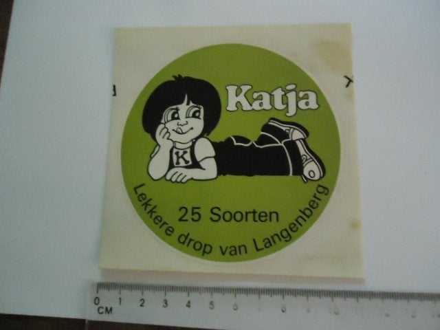 sticker oud KATJA Langenberg drop strip snoep vintage, Verzenden, Zo goed als nieuw, Bedrijf of Vereniging