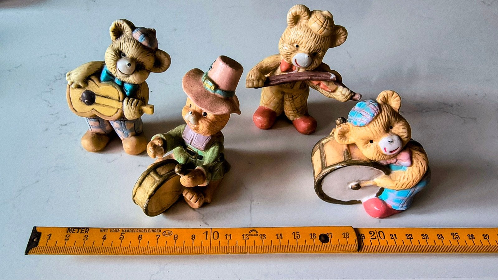 Set van 4 Beeldjes: Muzikale Berenband, Ophalen of Verzenden, Gebruikt