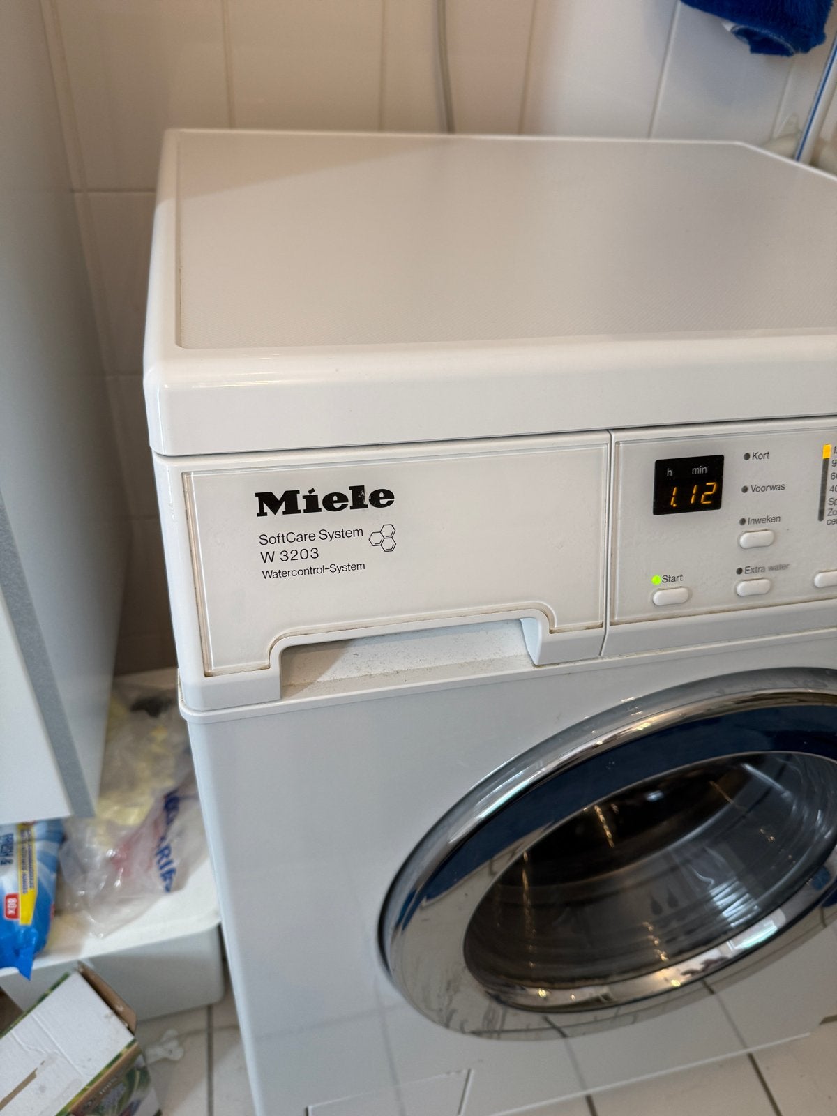 Miele W 3203 SoftCare System Wasmachine, Ophalen, Gebruikt, Voorlader, Kort programma
