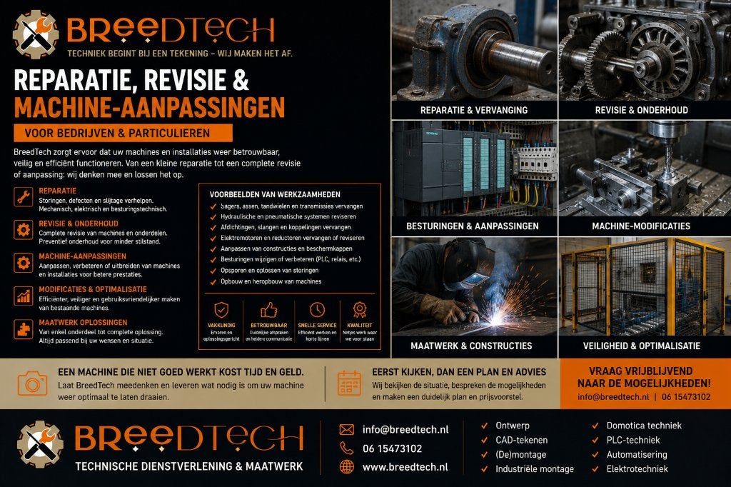 Reparatie, revisie & machine-aanpassingen | BreedTech, Ophalen