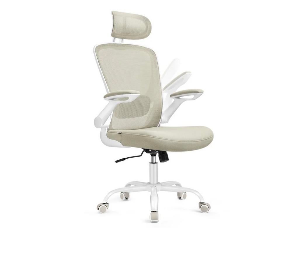 Ergonomische Bureaustoel - Beige met Hoofdsteun, Ophalen, Beige, Zo goed als nieuw, Bureaustoel
