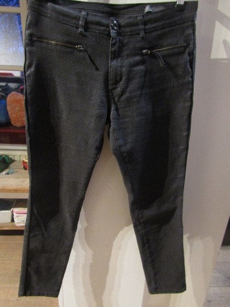 G166 PARA MI mt 44 L30 jeans zwart taupe pied de poule, Para Mi, Verzenden, Zwart, Maat 42/44 (L)