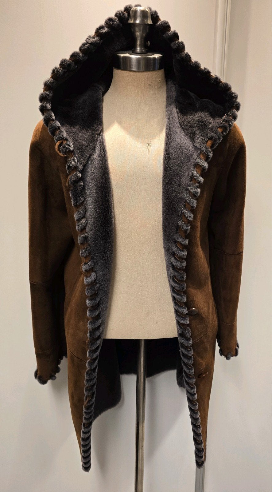 Luxe unieke dames lammy coat - maat S / M - lamsleer & vacht, Ophalen of Verzenden, Zo goed als nieuw, Maat 36 (S), Bruin