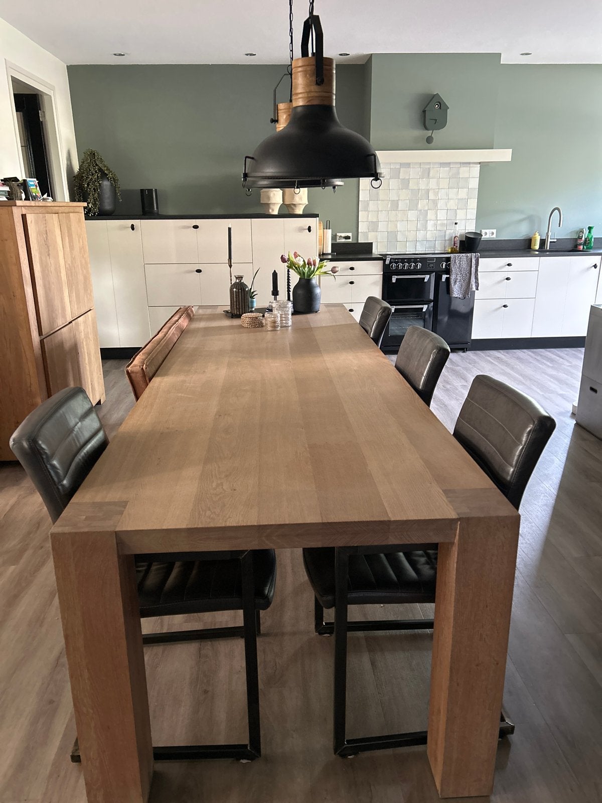 Zware massief Eikenhouten eettafel 300x100, Huis en Inrichting, Tafels | Eettafels, Ophalen, Gebruikt, 100 tot 150 cm, Eikenhout