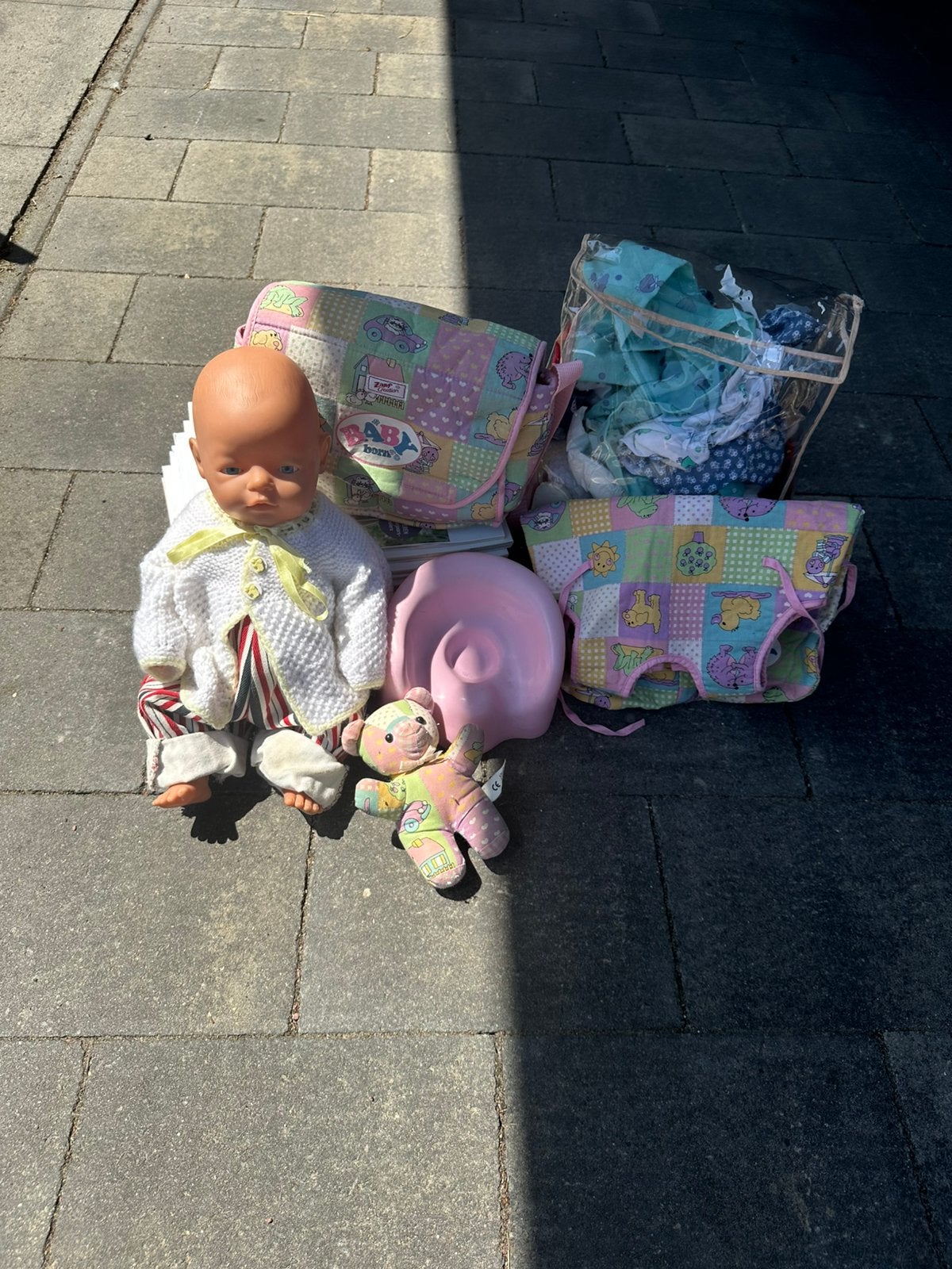 Vintage baby born met accesoires, Ophalen, Gebruikt