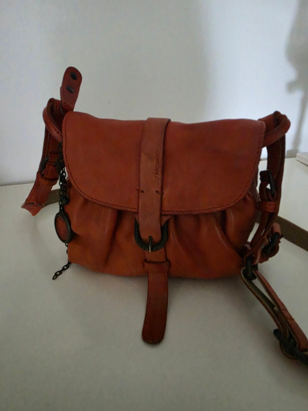Leren tasje Aunts & uncles kleur bruin, Ophalen of Verzenden, Gebruikt, Bruin, Schoudertasje