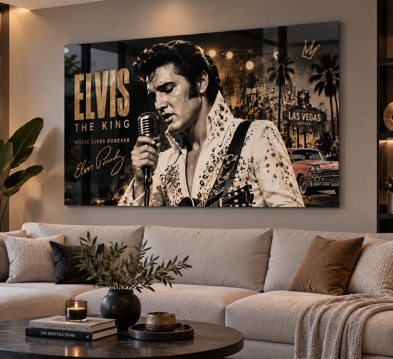 Nieuw Elvis The King Schilderij 120x80cm met ophangsysteem, Nieuw, Ophalen of Verzenden, Schilderij, 100 tot 125 cm