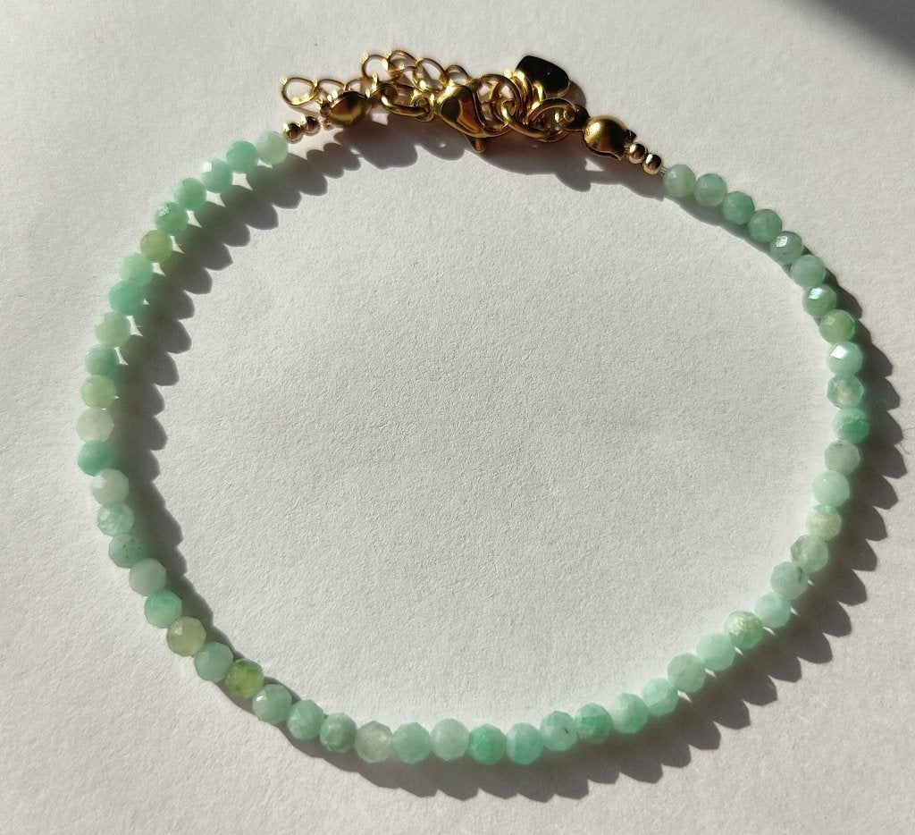 By Sabrina:Armband Smaragd, faceted, gold filled,rvs, Overige materialen, Overige kleuren, Nieuw, Ophalen of Verzenden